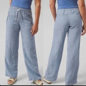 Athleta| Cabo Linen Wide Leg Pant| Size 18  Blue